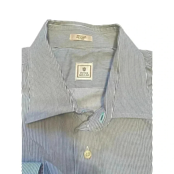 Peter Millar Performance Dress Shirt Pinstripe Long Sleeve Mens Size XL - Picture 2 of 7